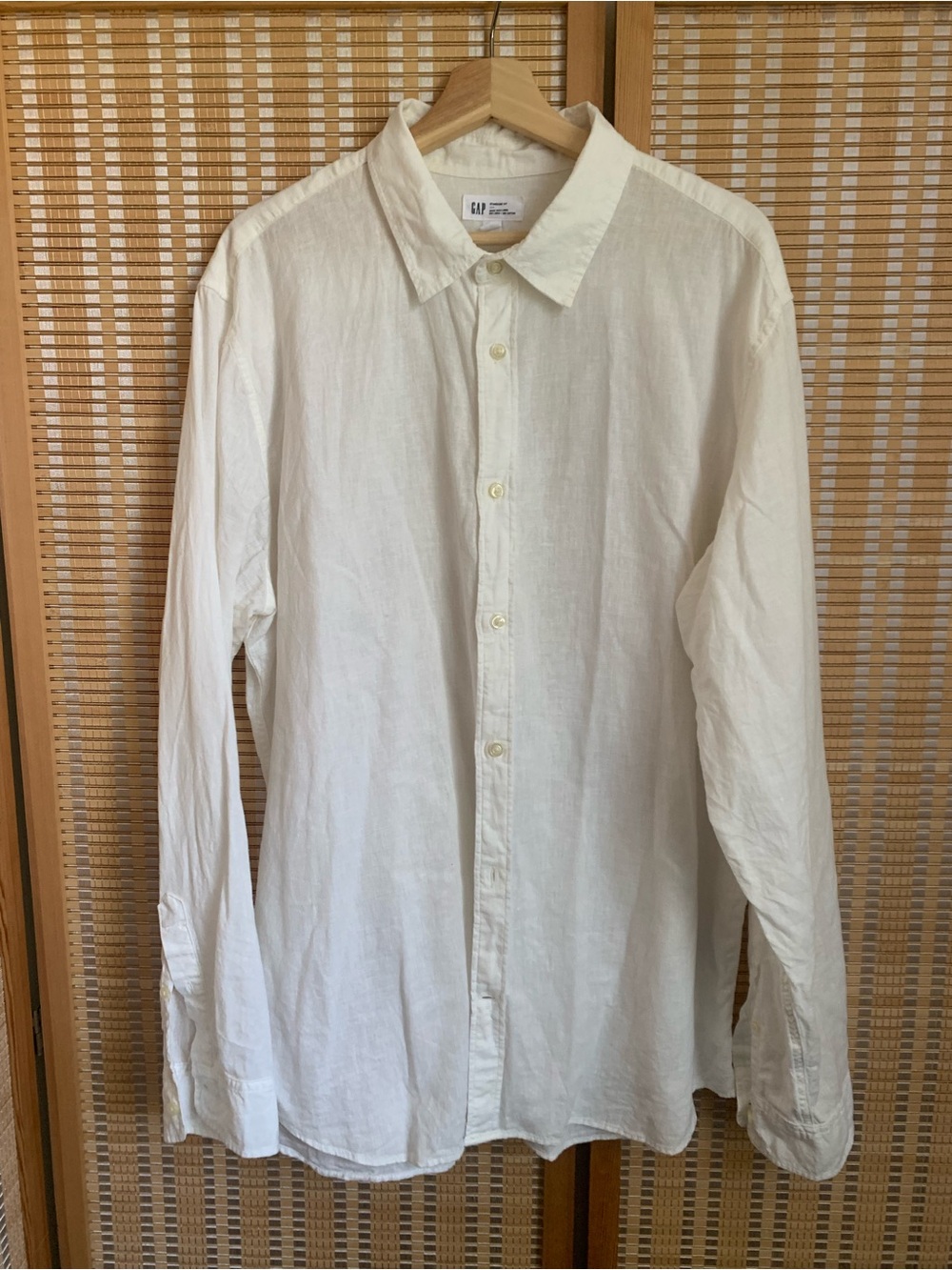 Gap Men's White Linen Blend Button-Up Shirt